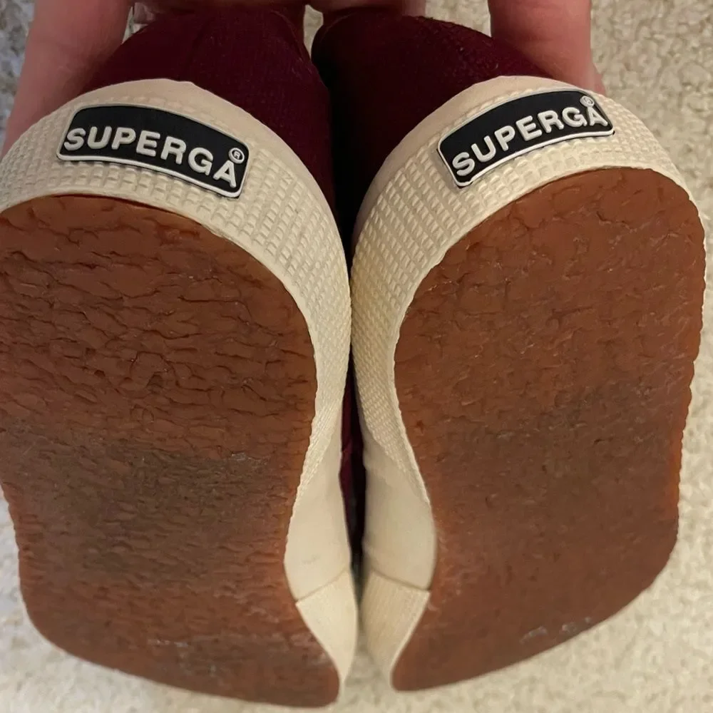 EUC SUPERGA burgundy platform sneakers Sz. 37.5 - Picture 6 of 6